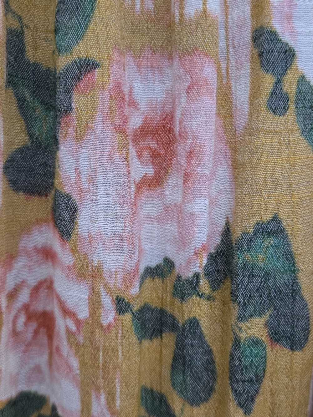 Floral Smocked Mustard Tunic with Pink Rose Print - Picture 4 of 6